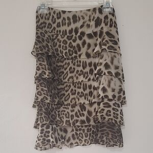 Talbots Leopard Ruffled Skirt Size 12